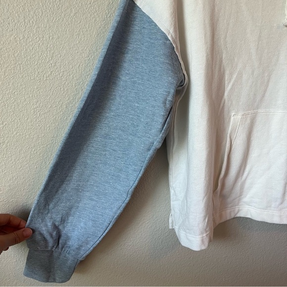 MWL Madewell Skyterry Hoodie Cotton Sweatshirt in Blue/White Size Medium - Picture 3 of 8